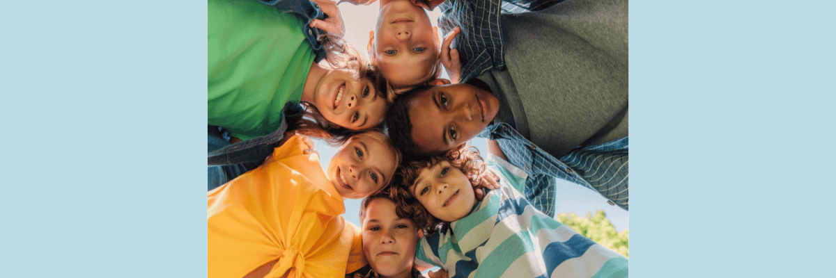 group of happy children playing